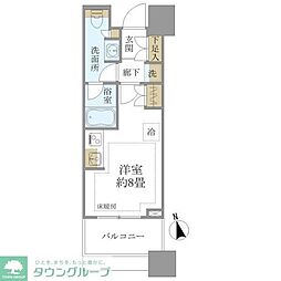 白金ザ・スカイ東棟 ワンルームの間取図画像