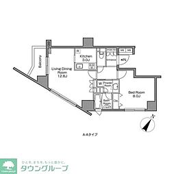 レジディアタワー中目黒 1LDKの間取図画像