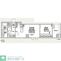 ボヌール日本橋浜町 1LDKの間取図画像