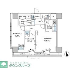 ベルファース芝浦タワー 2LDKの間取図画像