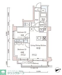 PARKAXIS市谷左内町 2LDKの間取図画像