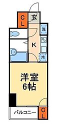 スカイコート日本橋5 1Kの間取図画像