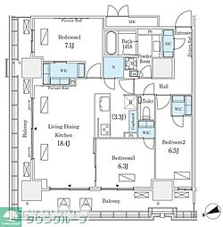 ロイヤルパークス品川 3LDKの間取図画像