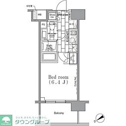 パークハビオ目黒リバーサイド 1Kの間取図画像