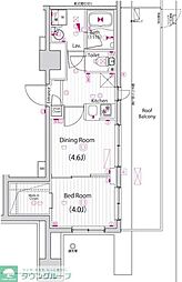 ガーラ・パークサイド亀戸 1DKの間取図画像