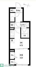 WHARF大井町West 1DKの間取図画像