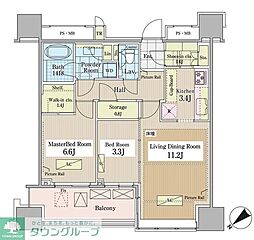 パークコート千代田富士見ザタワー 1SLDKの間取図画像