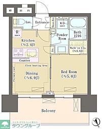 ザ・パークハウス渋谷美竹 1DKの間取図画像