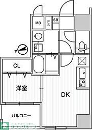 Weave Base-Omori 1DKの間取図画像