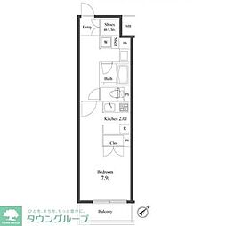 プライマル小石川 ワンルームの間取図画像