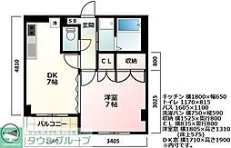 シャルムK.I 1DKの間取図画像