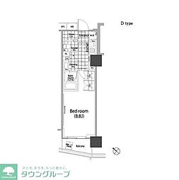 パークハビオ赤坂タワー 1Kの間取図画像