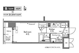 プラウドフラット隅田リバーサイド 1Kの間取図画像