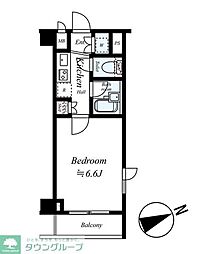 ルーブル品川南大井 1Kの間取図画像