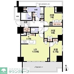 HARUMI FLAG SUN タワー棟 3LDKの間取図画像