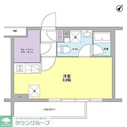スタイリオ中延2WEST ワンルームの間取図画像