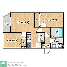 ジーグランデ西大井 2LDKの間取図画像
