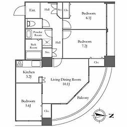 リバーシティ21イーストタワーズ2 3LDKの間取図画像