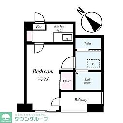 ヴィーダ勝どき 1Kの間取図画像