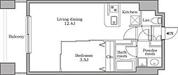 レジディア芝大門2 1LDKの間取図画像