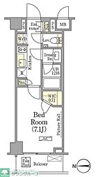 ザ・パークワンズ高輪 1Kの間取図画像