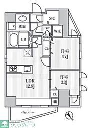 S-RESIDENCE目黒大岡山bresa 2LDKの間取図画像