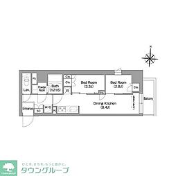 COMFORIALIV南品川 2DKの間取図画像