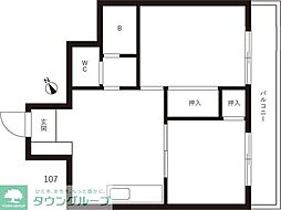 パークサイド南大井 2DKの間取図画像