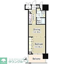 アーレア戸越公園 1DKの間取図画像