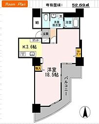 品川シーサイドビュータワー2 1Kの間取図画像