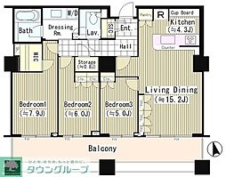 パークコート麻布十番ザ・タワー 3LDKの間取図画像