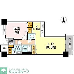 品川シーサイドビュータワー1 1LDKの間取図画像