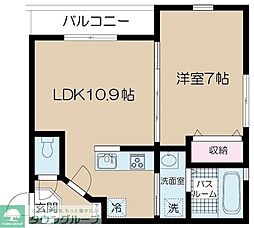 NSGATE勝鬨 1LDKの間取図画像