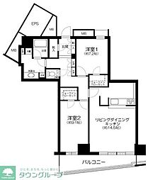 キャピタルマークタワー 2LDKの間取図画像