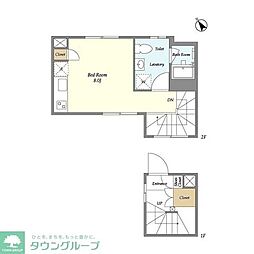 TAKANAWACUBEEast ワンルームの間取図画像
