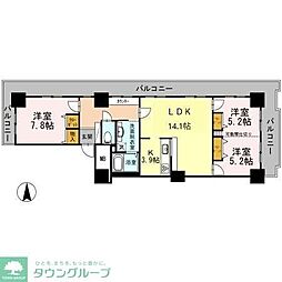 品川シーサイドビュータワー2 3LDKの間取図画像