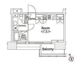 カスタリア戸越 ワンルームの間取図画像