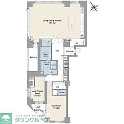 プレステージレジデンス白金台 2LDKの間取図画像