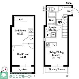 グランパセオ大岡山 2LDKの間取図画像
