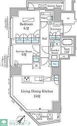 ジオ元赤坂 1SLDKの間取図画像