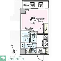 フレシア中目黒 1Kの間取図画像