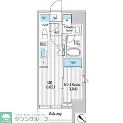 イプセ東京月島 1DKの間取図画像