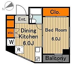 プラチナハウス高輪 1DKの間取図画像