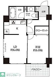 明石町ツインクロス 1LDKの間取図画像