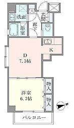 イーストコート平野 1DKの間取図画像