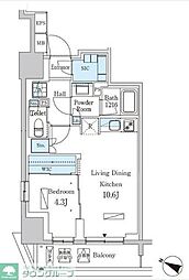 PARKAXIS神保町 1LDKの間取図画像