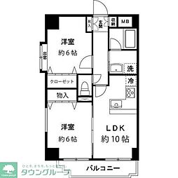 ルミエール大森 2LDKの間取図画像