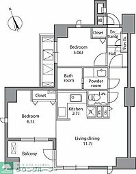 レジディア自由が丘 2LDKの間取図画像