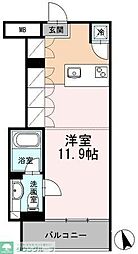 カスタリア目黒長者丸 ワンルームの間取図画像