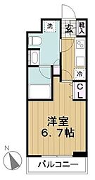 パシフィックコート目黒南 1Kの間取図画像